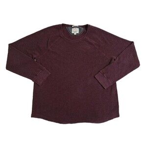Lucky Brand Lived In Thermal Shirt Waffle Knit Long Sleeve Men’s XL Maroon Red